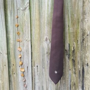 Vntg Brown with White Polkadots Polyester Cravates Tie | Christian Dior